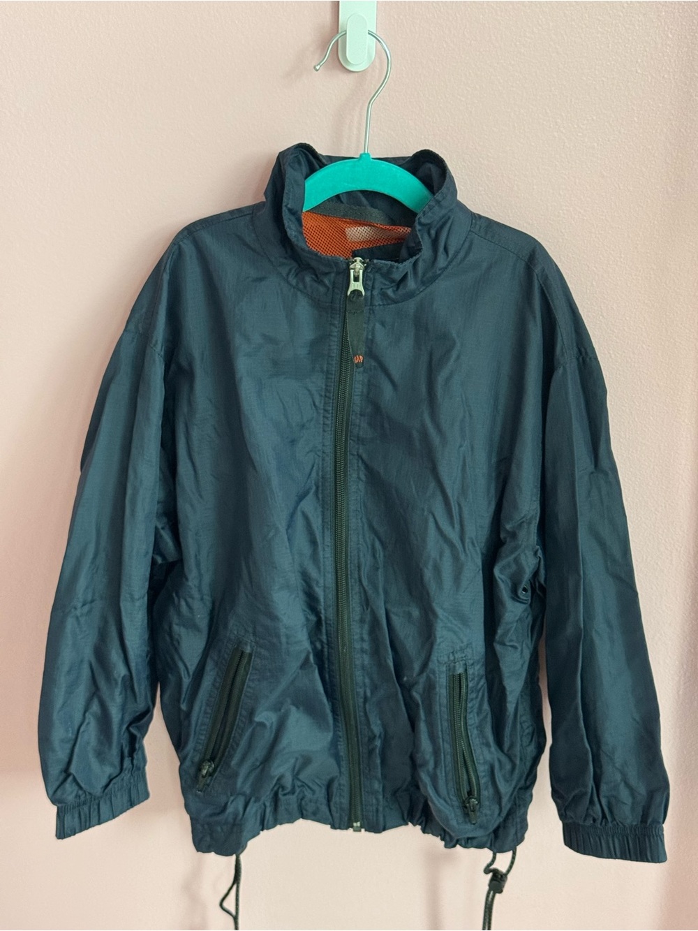 GAP Navy Kids' Rain Jacket with Orange Mesh Lining
